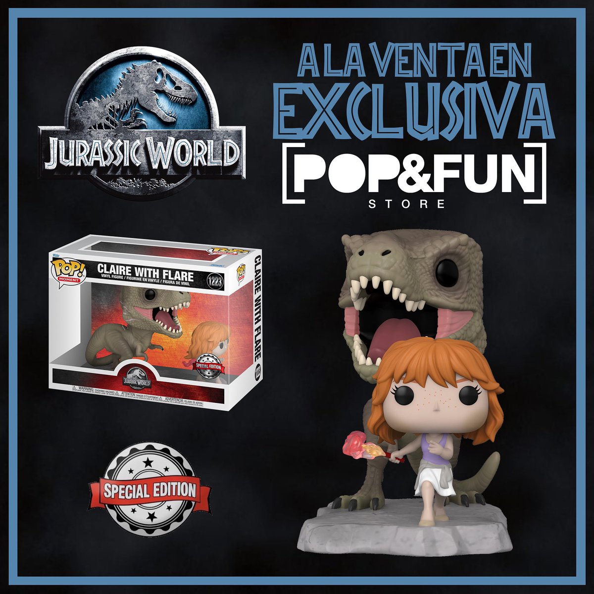¡Ya disponible el Movie Moment de Claire corriendo delante del T-Rex! A la venta EN EXCLUSIVA en [POP &amp; FUN] Store. ¡Consíguelo aquí! Recordad que enviamos a toda Península y Baleares. popandfunstore.es/inicio/7139-pr… <a href="/JurassicWorldES/">JurassicSpain</a>