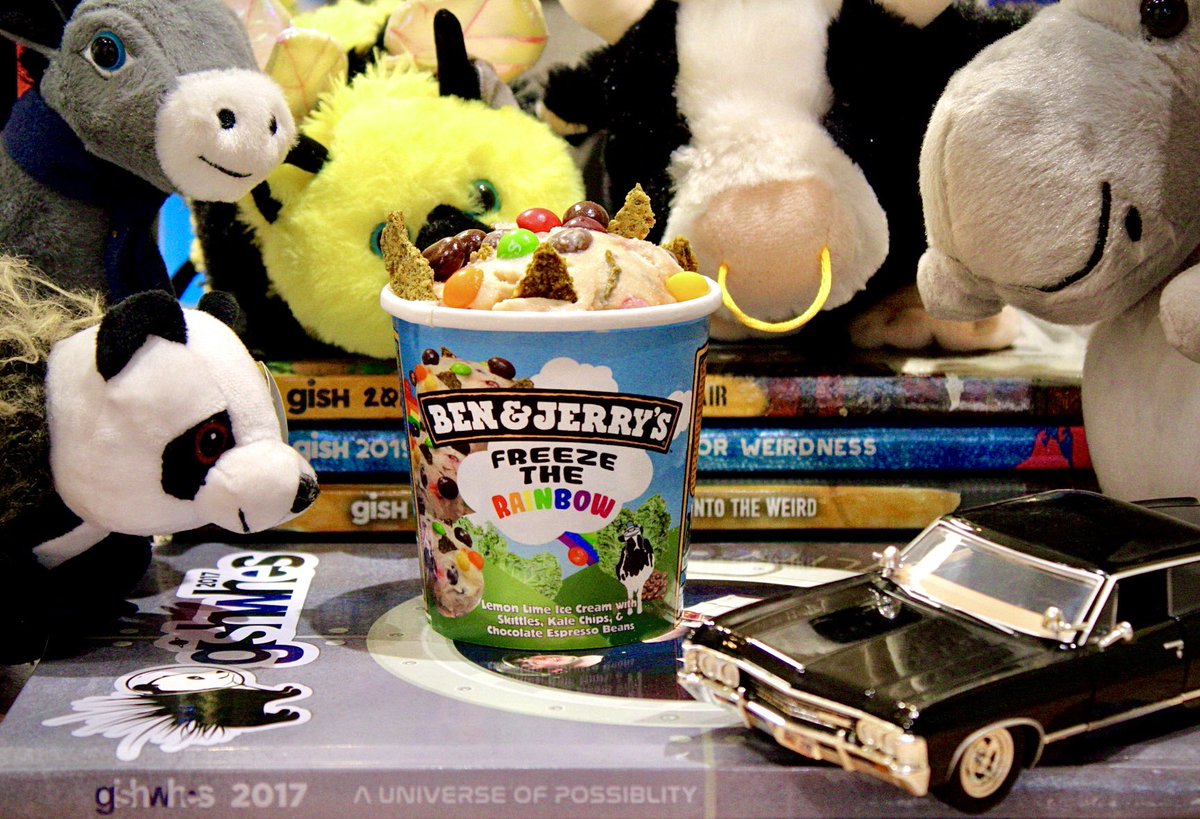 TMishamigos's tweet photo. . @benandjerrys has great flavors, but not a #GISH one? Skittles and [Redacted] are the obvious choice, why not throw some dark chocolate espresso beans to help survive the hunt? Also scurvy is now a real concern, so have some lemon lime ice cream. Mmm. Tasty. Freeze the Rainbow. https://t.co/dsYVtJmtFl