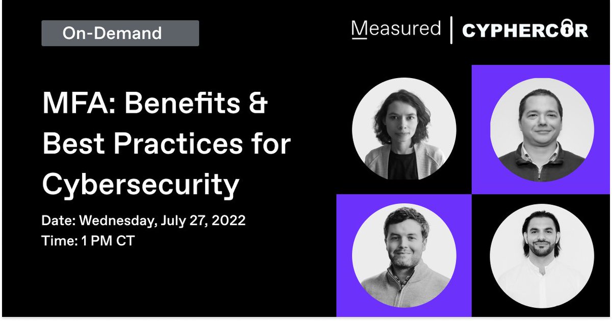 MeasuredAi's tweet photo. Now Available On-Demand: MFA: Benefits &amp; Best Practices for Cybersecurity

Watch Here: https://t.co/irfZqOSgq5

#MFA #cybersecurity #insurance #leader #cyber #firesidechat #ondemand https://t.co/RuzT6qHBIL