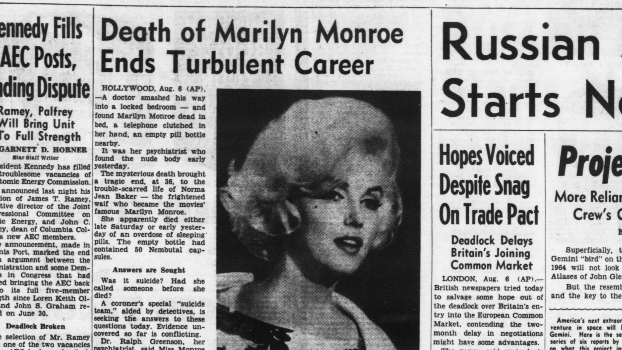 Chronicling America Historic Newspapers on X: In August 1962, American  movie actress Marilyn Monroe was found dead in her Los Angeles home.  Decades after her death she still remains a cultural icon.