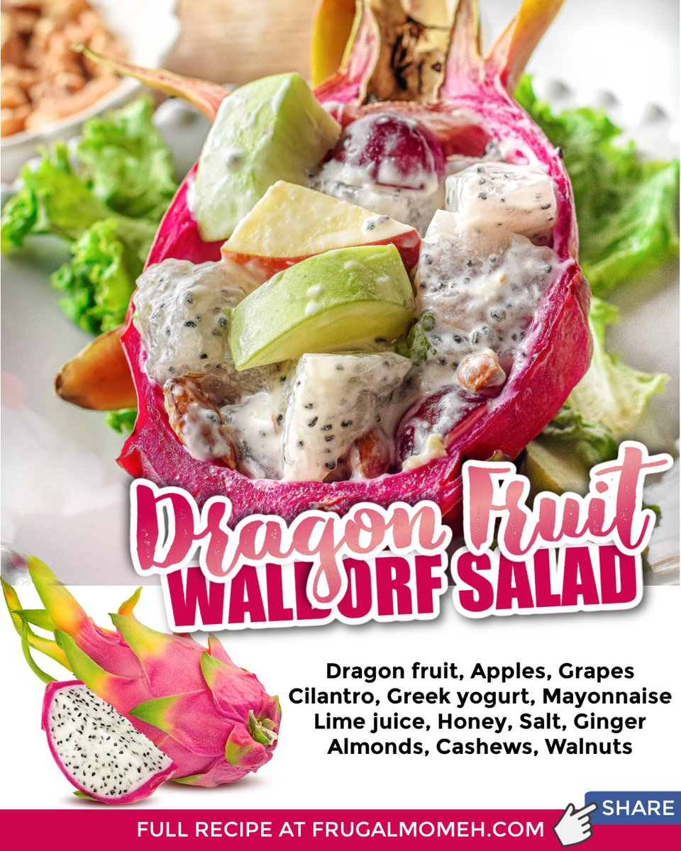 A delicious and healthy dragon fruit Waldorf salad recipe that is perfect for a light summer meal. It’s a fabulous and unique summer salad.

Get the FULL recipe &gt;&gt; frugalmomeh.com/dragon-fruit-w…