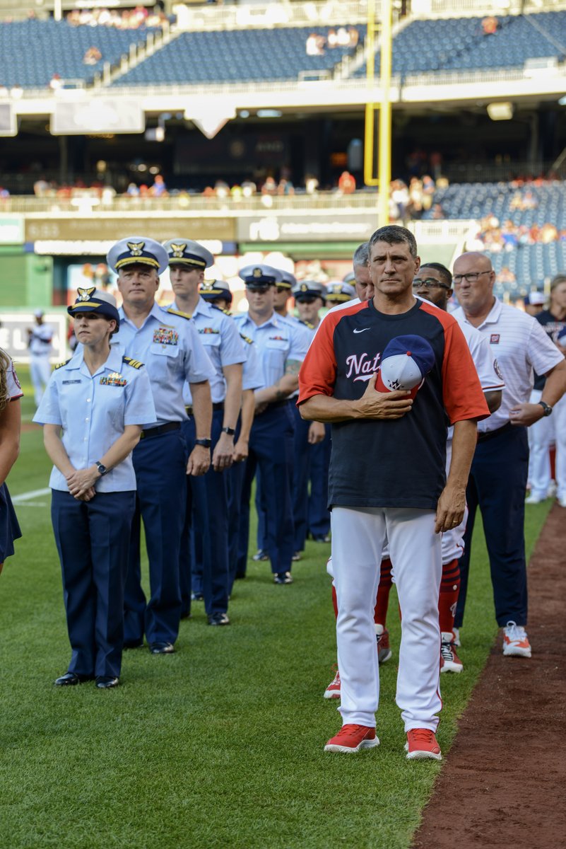USCG's tweet photo. Thank you @Nationals for hosting our crews for #CoastGuardNight at Nationals Park ahead of the Coast Guard's 232nd birthday!
#CGBirthday https://t.co/d6srBnXGaD