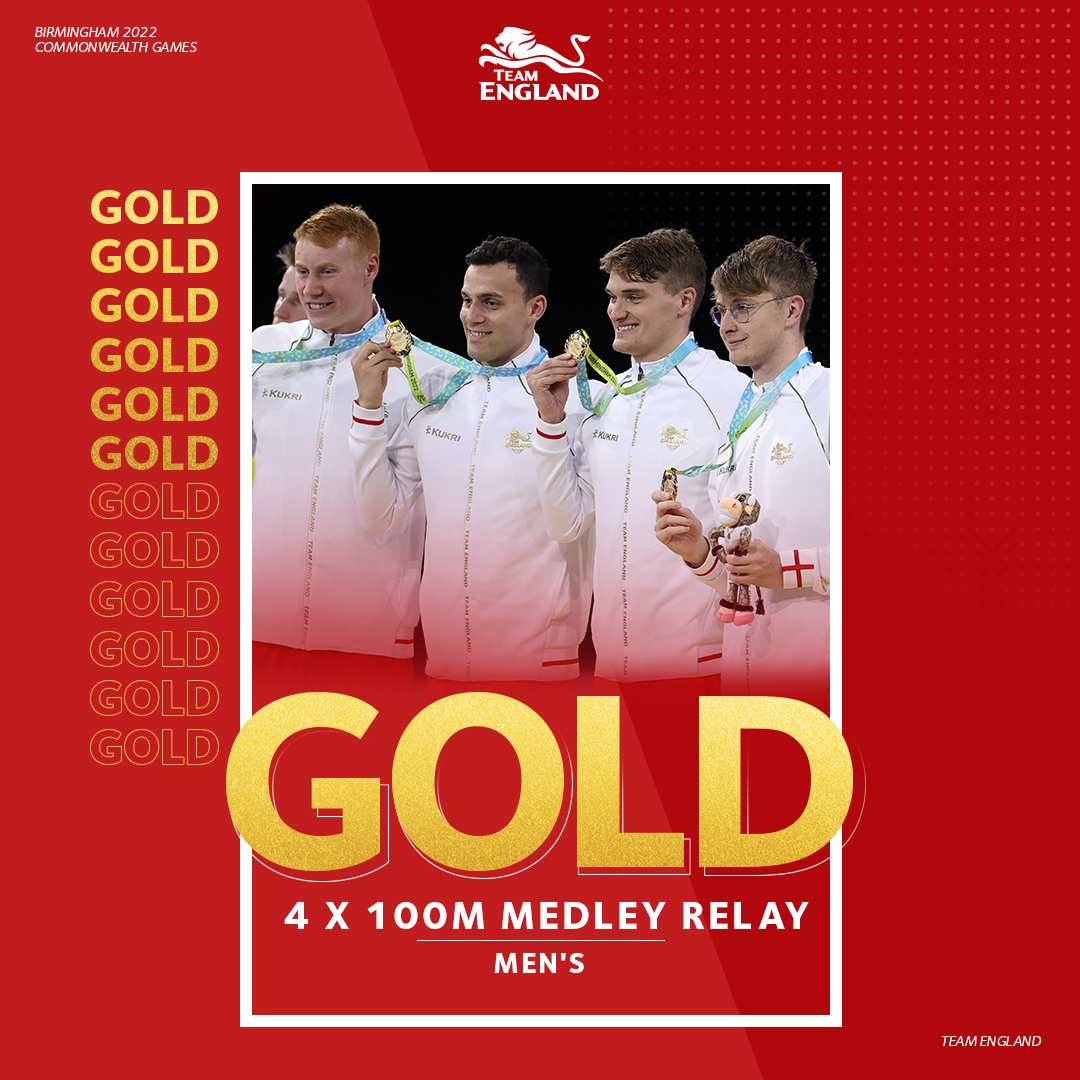 What a way to end swimming at the Games! The men storm to victory in the 4x100m medley relay &amp; <a href="/tomdean00/">Tom Dean</a> adds a 🥇 to his 6🥈at Birmingham 2022!

#BringItHome | #Birmingham2022