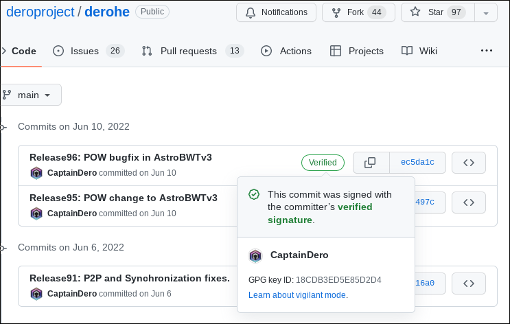 DeroProject's tweet photo. Due to recent attacks &amp; exploits,Pls make standard practice to verify $DERO/any binary releases after download.
https://t.co/Kkm9ZXdayJ

Also verify for the signed code commits. Ignore the source commit if not signed by the following key.
DERO GPG signed key ID: 18CDB3ED5E85D2D4. https://t.co/JlPG0eKECL