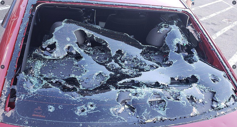 BluffSociety's tweet photo. En la carretera central de Alberta #Canadá varios carros recibieron daños y golpes sus conductores, ocasionados por grandes bolas de granizo. No hubo víctimas graves afortunadamente, sólo daños materiales y un gran susto para los que transitaban en la ciudad de #Markerville. https://t.co/v6E0ecSArj