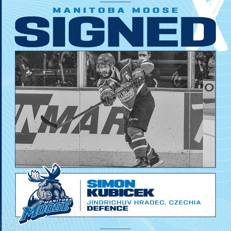 ManitobaMoose's tweet photo. The #MBMoose added two defencemen today, signing Simon Kubicek to a two-year contract and Chris Martenet to a one-year deal. 

Kubicek captured the WHL Championship with Edmonton this season while Martenet reached the ECHL Final with Toledo.
#GoMooseGo #ManitobaMade