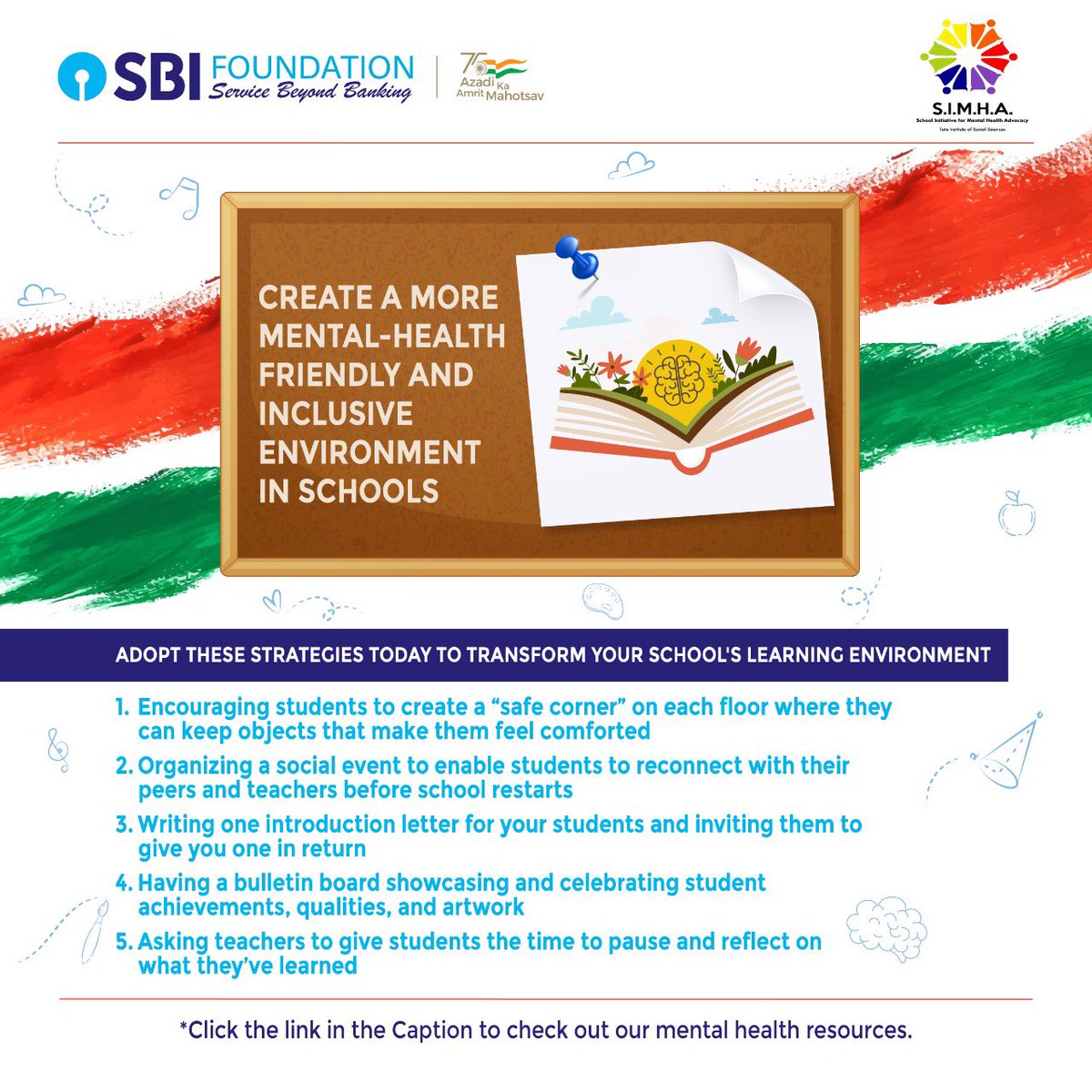 SBI_FOUNDATION's tweet photo. 5 strategies you could adopt to make your school more mental-health friendly👇

https://t.co/JLr1njRAaj https://t.co/cJ0R1xPaBK