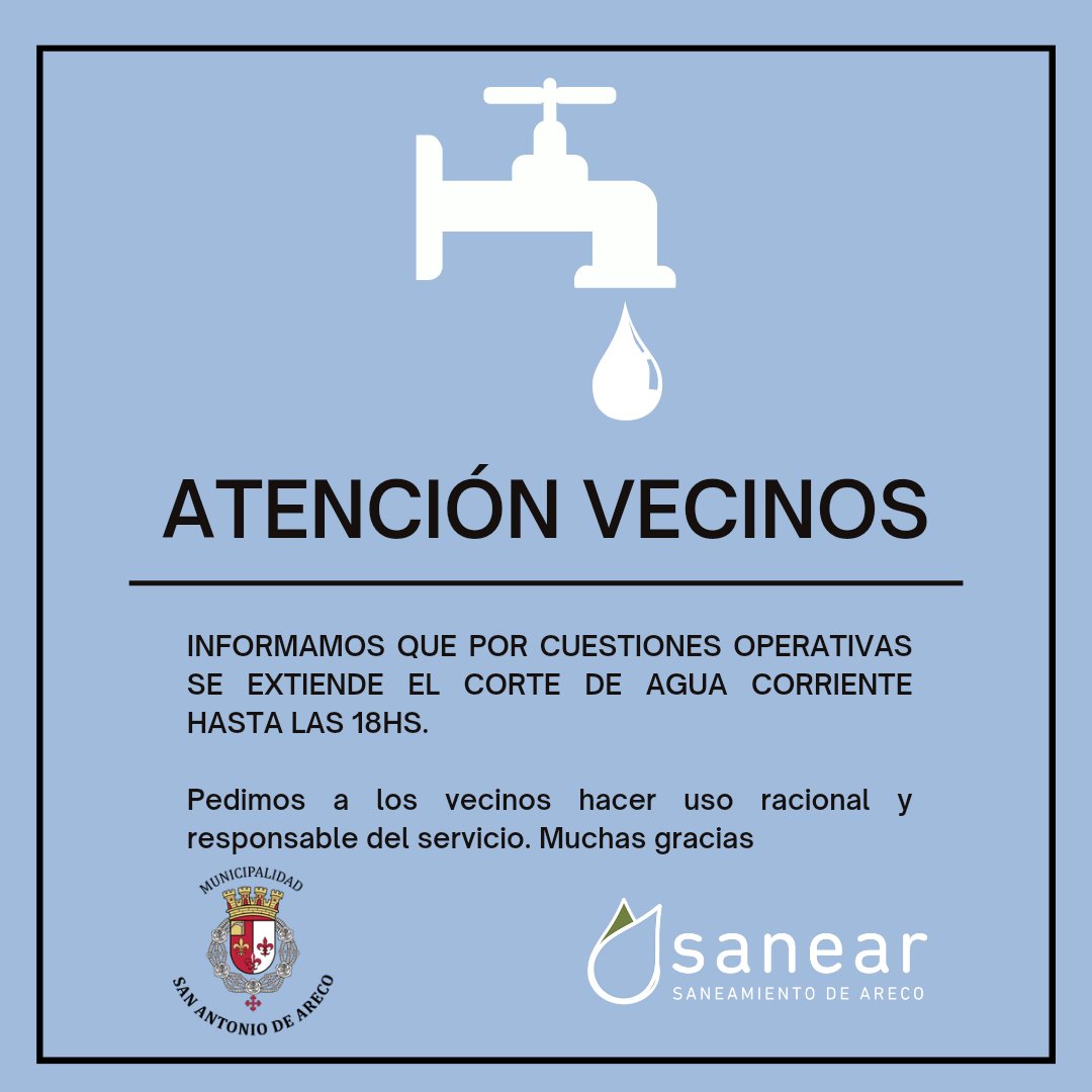 Sanearareco's tweet photo. ATENCION VECINOS 🚨💧 https://t.co/OcYu7R5c9d