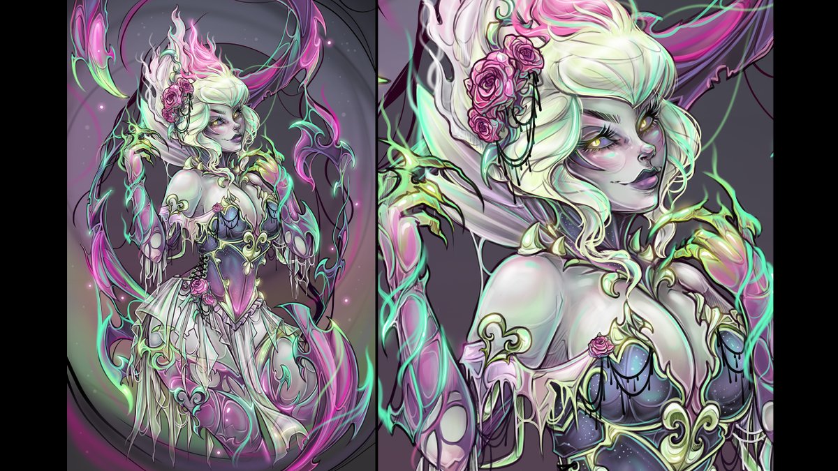 PlayRuneterra's tweet image. The ladies [and demon] of Forces From Beyond reimagined as brilliant works of art.
🎨: @NoFlutter