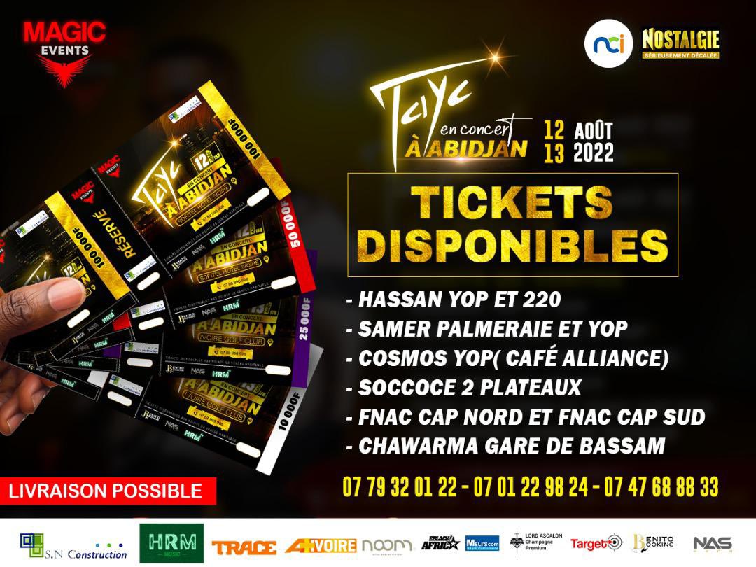 Clement_Mbom's tweet image. Concert événement TAYC des 12 &amp;amp; 13 Août 2023...Ce sera explosif..Je prends mon ticket🎫 

#MagicEvent #Influenceur225