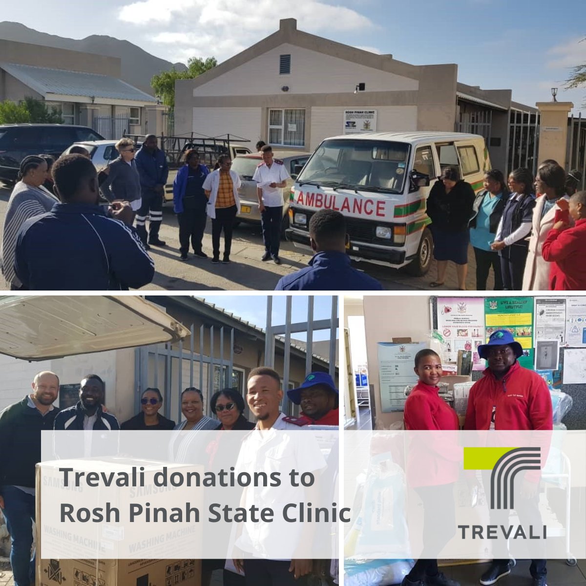 Trevali Rosh Pinah, through our jointly owned and operated Sidadi Private Clinic, donated digital thermometers, oximeters, linens, a washing machine and an oxygen flow regulator and other various urgent items to the Rosh Pinah State Clinic. #WeAreTrevali #TheFutureOfMining