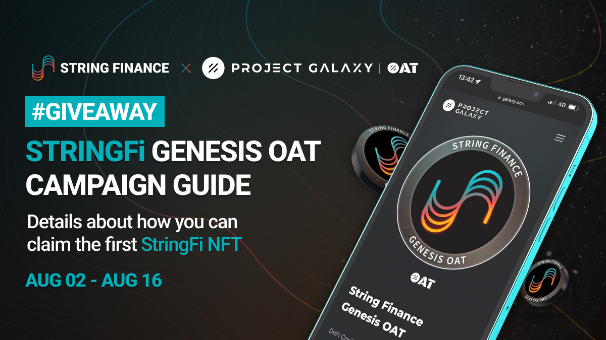 StringFinance's tweet image. 📣 The #StringFinance Genesis OAT is live!

Over 2000 new followers have joined us since the campaign launched 🚀 

✅Check out how to claim our GENESIS #GalaxyOAT #NFT. 
Powered by @ProjectGalaxyHQ

📖FAQ &amp;amp; GUIDE:
bit.ly/3vB1Cpq

🔗Campaign Link:
bit.ly/3zU2wjD