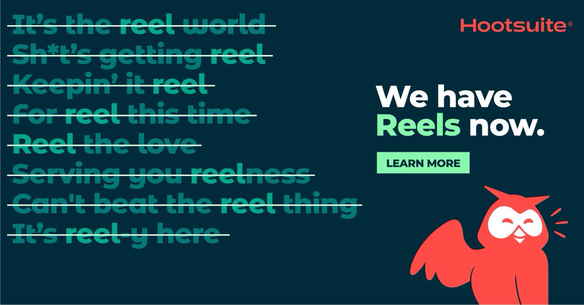 You may *have to* do Reels now (👋 IG algorithm), but you don’t have to overthink it—with Hootsuite.

Schedule, publish, moderate, and analyze all from one place. So you can maximize Reels while minimizing your workload🍹 

Get all the deets 👉 ow.ly/f3qN50KaOEy