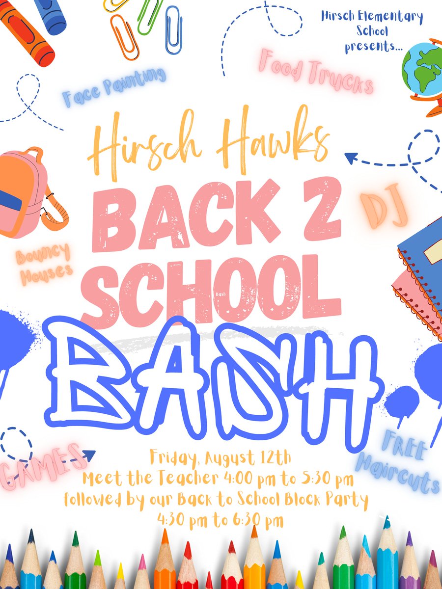HirschHawk's tweet photo. Hirsch Hawks it's time to soar. Operation 22-23 School Year LOADING.....
Come meet your teacher and hang out at the block party next Friday, August 12 4pm @SpringISD @TEPSARegion4 #weLeadTx #WatchUsSoar https://t.co/WxOcmYiHbl