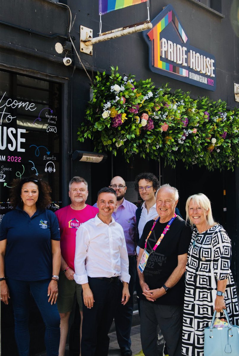 It was great to see John Crabtree OBE - Chairman of the Commonwealth Games and @Cadman1Deborah showing their support for @PrideHouseBham earlier today ❤️🥂