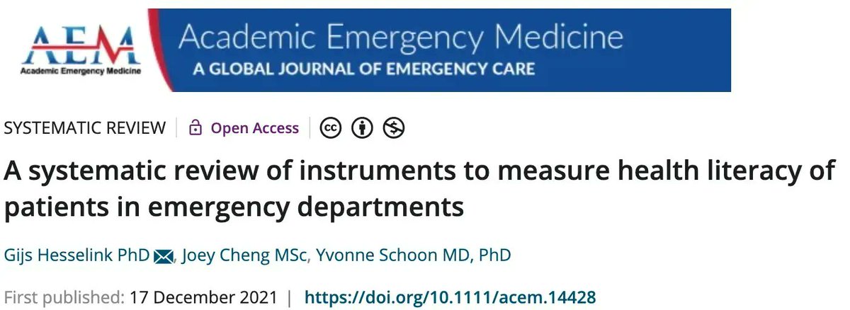 AcademicEmerMed's tweet image. Learn about available tools for measuring literacy and detecting limited literacy in the ED.

Read @ buff.ly/3cl1Dr0 via Gijs Hesselink
#AEM #EM #HealthLiteracy #DisparityResearch

@DrKabirYadav @breenataira @alterdoctor @socialempact @SocialEmergMed @KellyMDoran