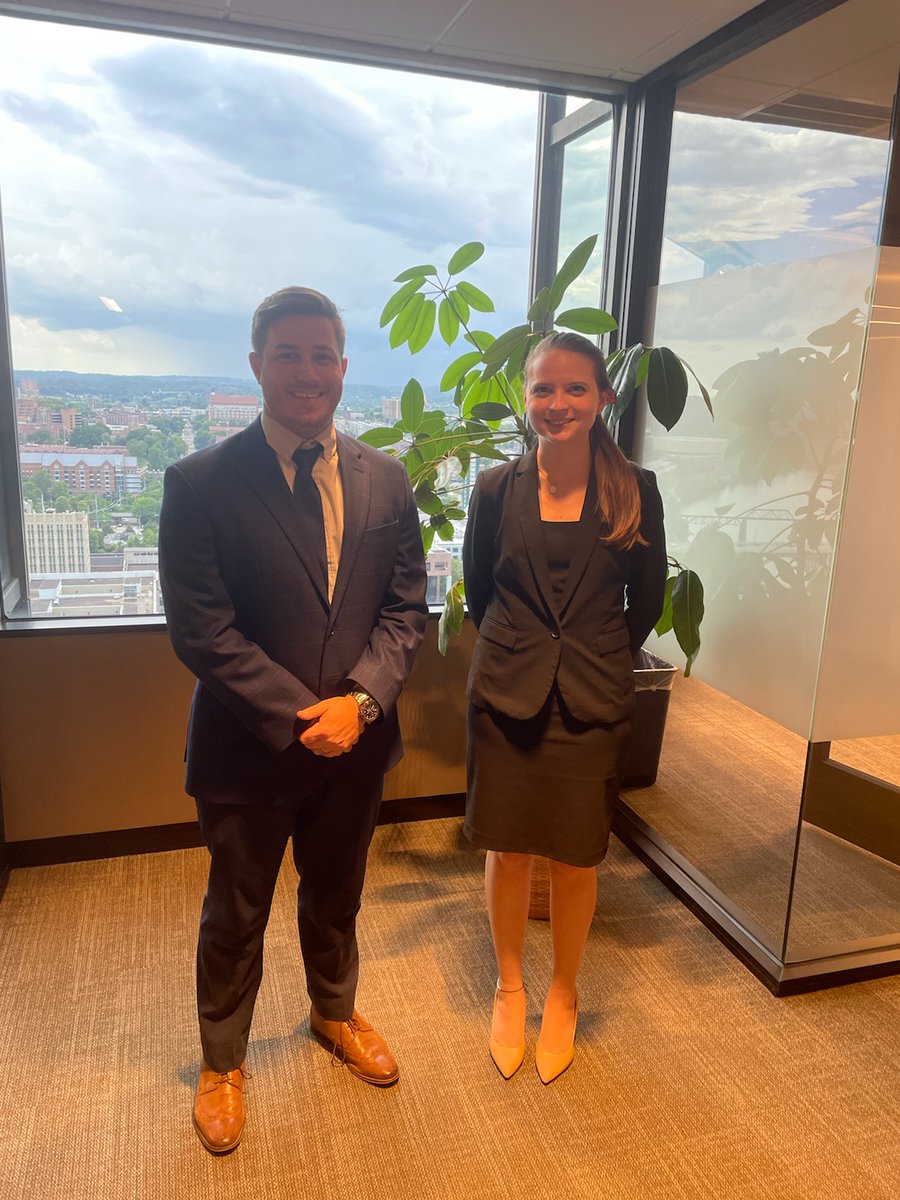 KramerRayson's tweet photo. We were fortunate to have three great clerks this summer, Miller Sullivan, Bethany Wilson, and Matthew Wing. Miller will return to Washington and Lee for his 2L year, and Bethany and Matthew will return to UT College of Law for theirs. We wish them all a great year! https://t.co/b8lUyTrWGq