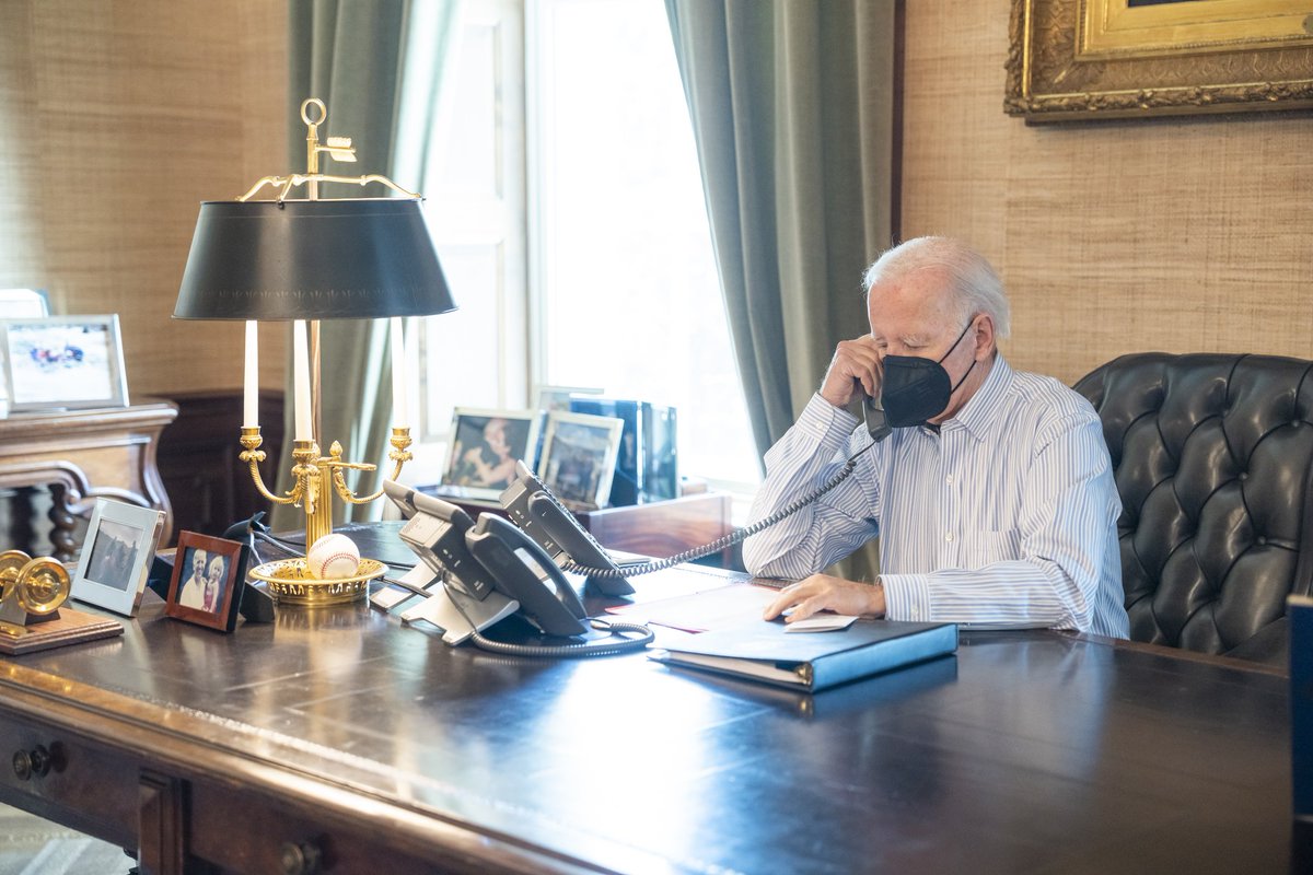 Today: Biden wearing an N95 mask while alone in isolation, to prevent phone-based transmission 🤡