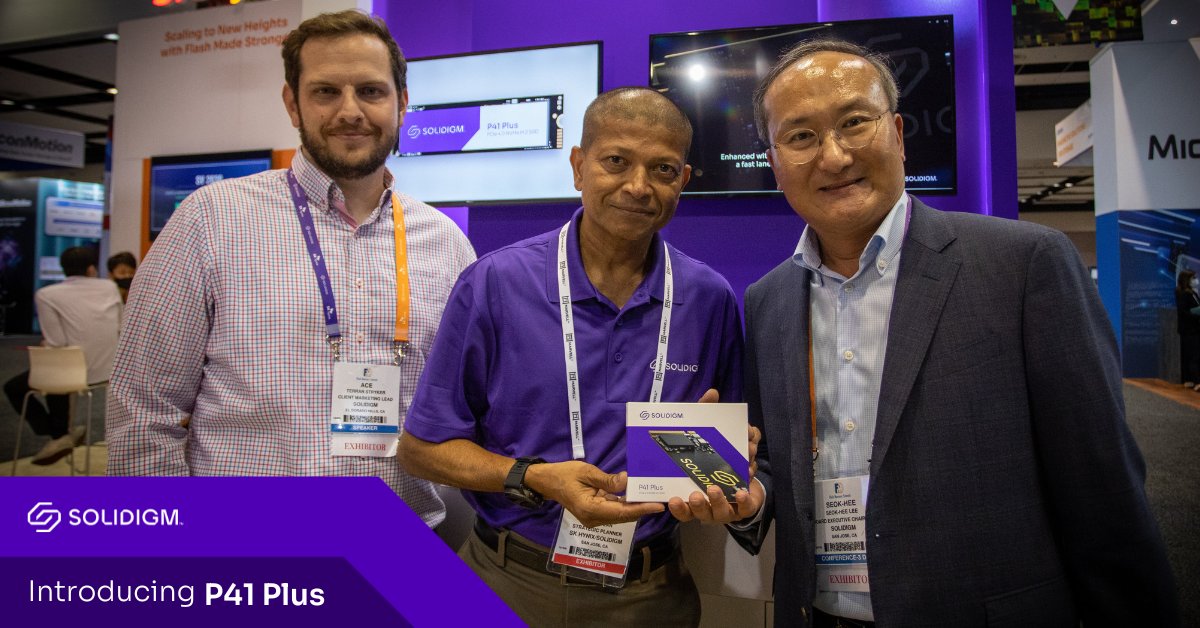 solidigm's tweet image. The word is out!! Solidigm&apos;s first branded product, the P41 Plus SSD is here! Check it out in person only at #FMS2022 booth 509.