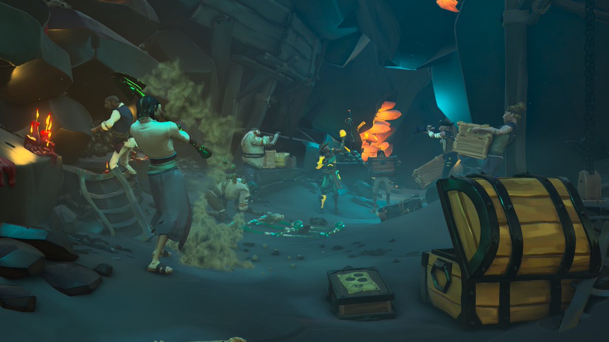 Deep in the bowels of the earth, a team of intrepid adventurers embark on an expedition to uncover ancient treasures beyond their wildest dreams. Each discovery more fascinating than the last, offering a window into a lost world where pirates fear to tread. #SoTShot @SeaOfThieves