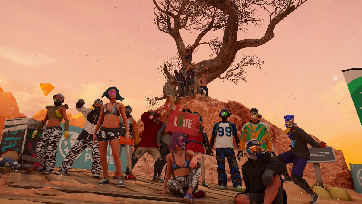 Ubisoft's tweet photo. Check out the first ever in-game climate march with @RidersRepublic! 

Players' planted trees will be added in-game, and in partnership with @Ecologi_hq, their efforts will result in over 300k real-word trees being planted 🌲🌲🌲

📸: Wanderingrocks, @Zeti_alright &amp; @Sheipasquoi https://t.co/9Qg5RxfbGe