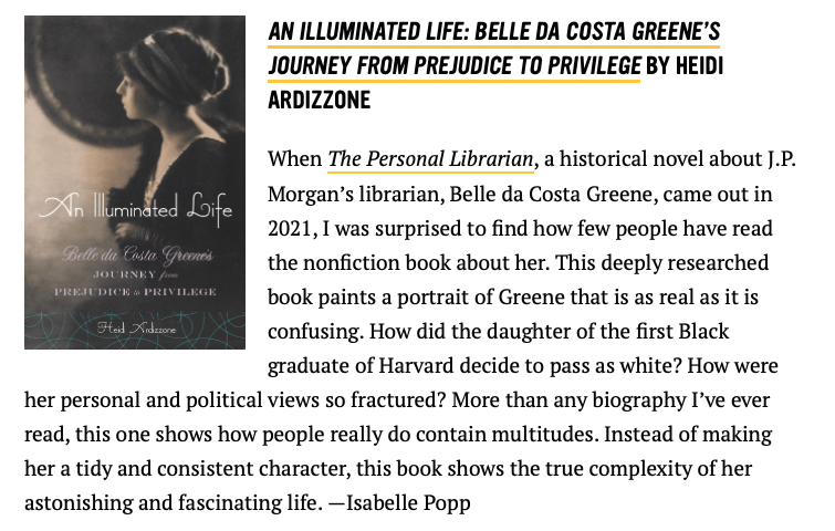 wwnorton's tweet photo. One of the Best Books You've Never Heard Of According to @BookRiot: Heidi Ardizzone's 2007 biography of Belle da Costa Greene, AN ILLUMINATED LIFE.

Ideal for readers of Marie Benedict's THE PERSONAL LIBRARIAN. For a limited-time, get the ebook for $2.99.
https://t.co/k9U71e4I5q https://t.co/9c9AsFsi2m