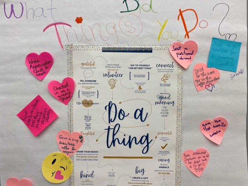 'I asked everyone to ‘do a thing’ for a week leading up to our staff meeting […] The activity achieved exactly what I had hoped for -ease folks right back into socializing after months of physical and social distancing. TY so much for your support & for the brilliant resources!”