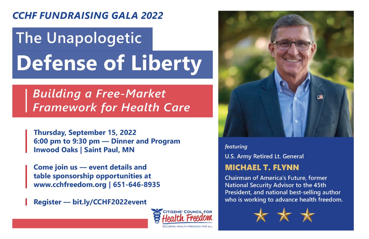 EARLY REGISTRATION INVITE: Join us for our annual CCHF dinner -- don’t miss the early bird pricing, which ends August 12! To register or to sponsor a table, go to: BIT.LY/CCHF2022event