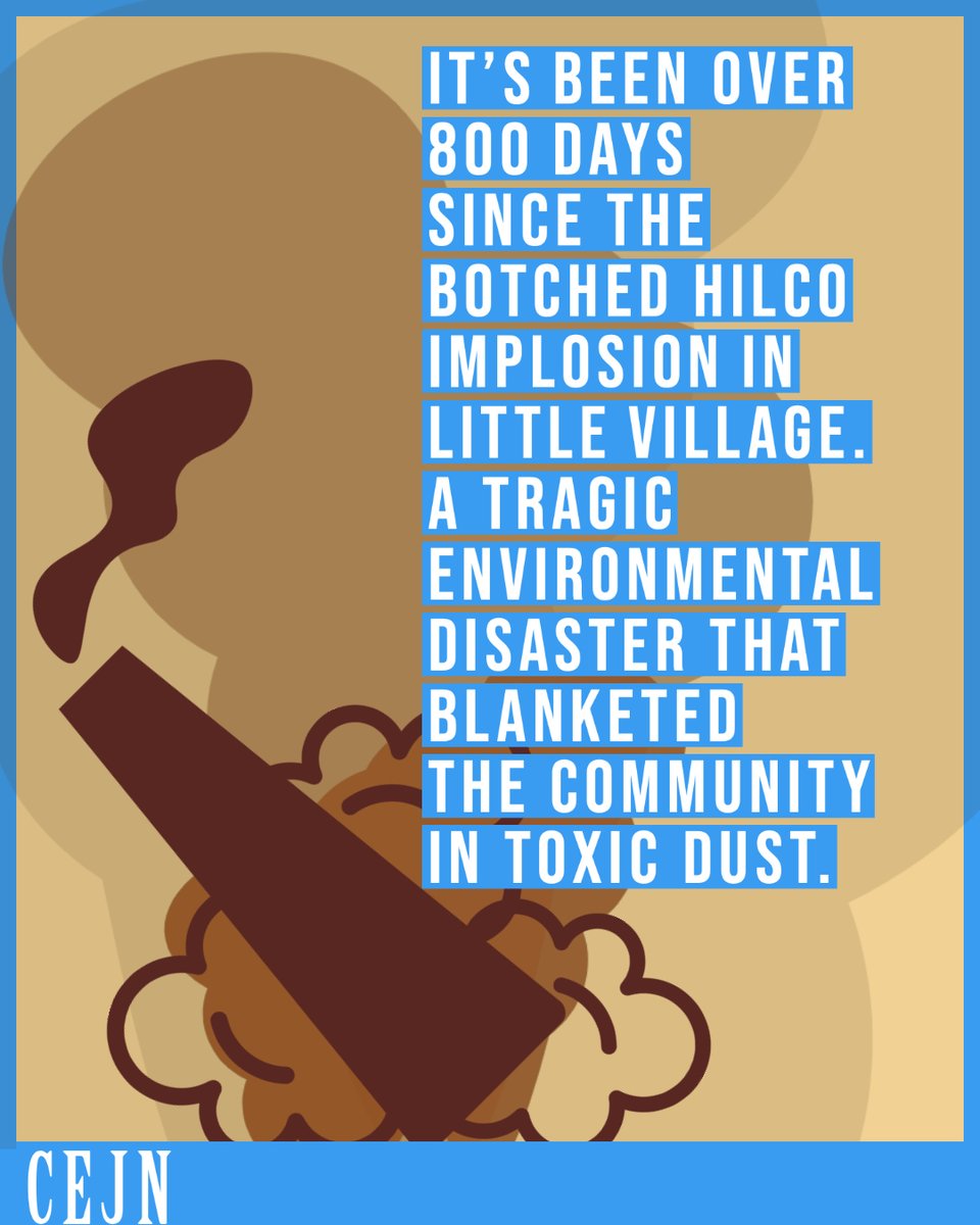 CEJNetwork's tweet photo. It’s been over 800 days since the botched Hilco implosion in Little Village. A tragic environmental disaster that blanketed the community in toxic dust #HellNoHilco #DontTargetUs #EnvironmentalRacism #EnvironmentalJustice #LaVillitaRespira https://t.co/gJTZtGzn21