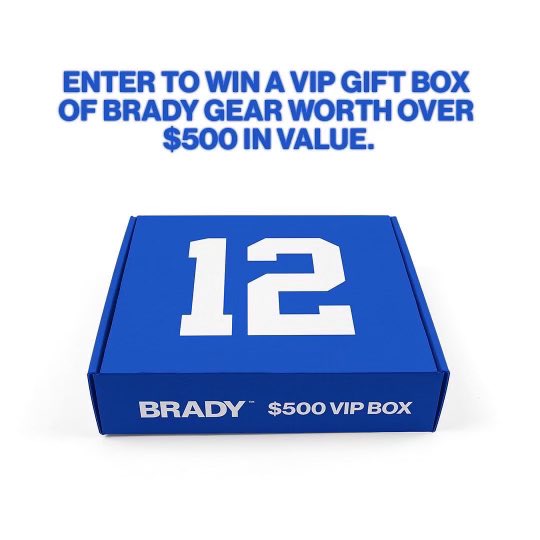 TomBrady's tweet photo. 45 years is a lot of gifts… I’m doing the giving this year. Hit the link for your chance at a @bradybrand VIP box. https://t.co/jNYhBtsyWr https://t.co/1M08i958r1