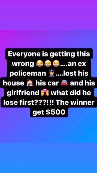 Lol 😂 use y&rsquo;all brain 🧠 hmmm 🤔 . His job then everything fell from there see it say ex policeman meaning<a href="/tag/newprofilepic"class="tags"><span>#newprofilepic</span></a>