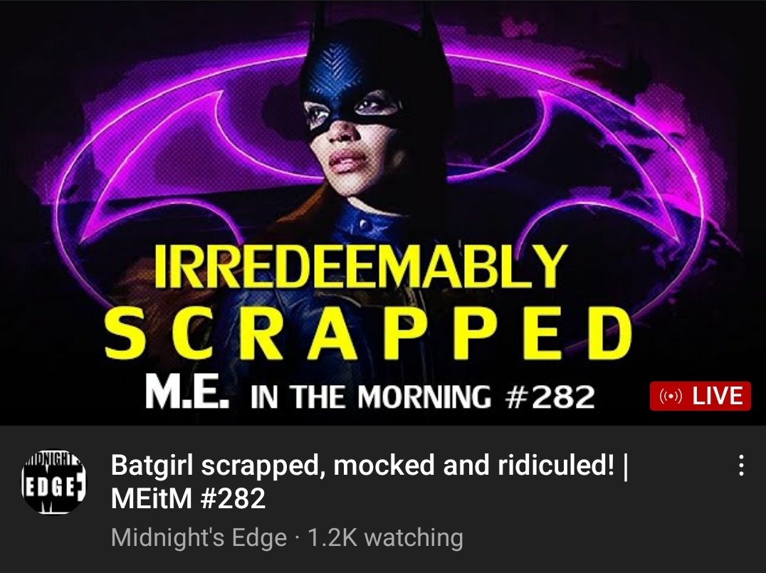 GNinjuh's tweet photo. 🌚#MidnightsEdgeInTheMorning🌞 #0282
IRREDEEMABLY SCRAPPED!
#Batgirl #Scrapped #Mocked & #Ridiculed!
ON THE EDGE:
@Midnights_Edge/@AndreEinherjar
@ThomasConnorsJr
@CultureCasino
& YOU #MidNighters!
#DC #Batman #ScoobyDoo
https://t.co/ifsrJRAXql https://t.co/XVeAtfhf8M
