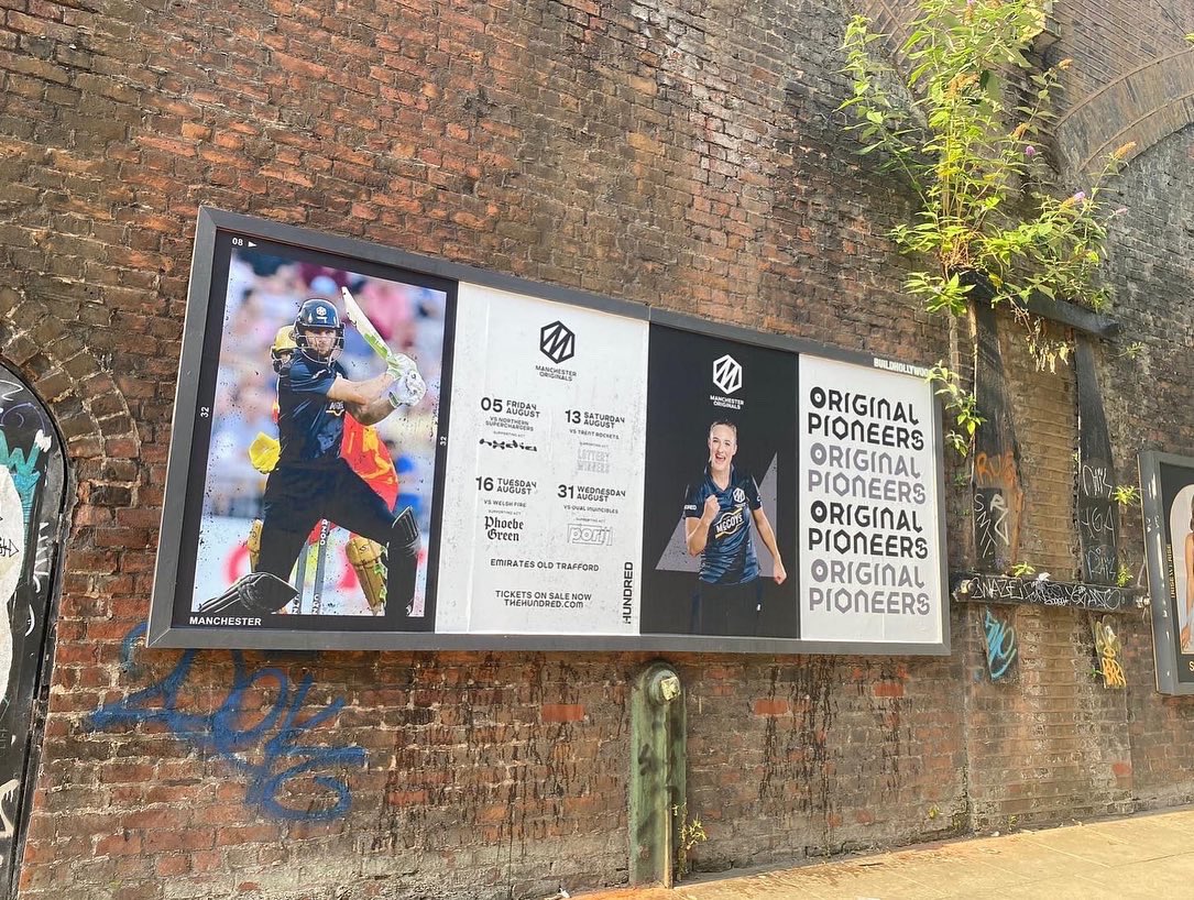 SamDunnMCR's tweet photo. Another year, another Original campaign. From socials, flyposters to designing a mosaic and having a Mancunian legend put it together. #creative #cricket #manchester #iamamcroriginal #hundred #music #sport https://t.co/MocP2kfpF6