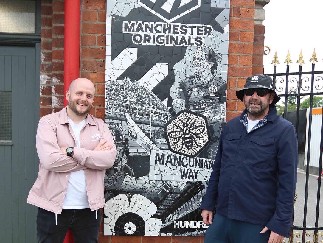 SamDunnMCR's tweet photo. Another year, another Original campaign. From socials, flyposters to designing a mosaic and having a Mancunian legend put it together. #creative #cricket #manchester #iamamcroriginal #hundred #music #sport https://t.co/MocP2kfpF6