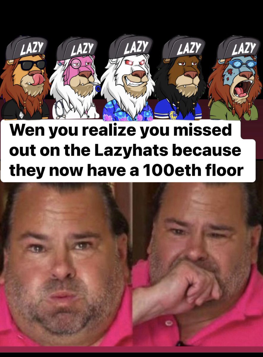 Did you know that there are only 14 lhats listed with a 10eth floor? Don’t miss out! <a href="/LazyHatNFT/">LazyHats™️</a> <a href="/LazyLionsNFT/">Lazy Lions 👑</a> #LHDP #LAZY @DDish123 @RaefeEth <a href="/Lew_Langer/">Lew Langer⭕️</a>