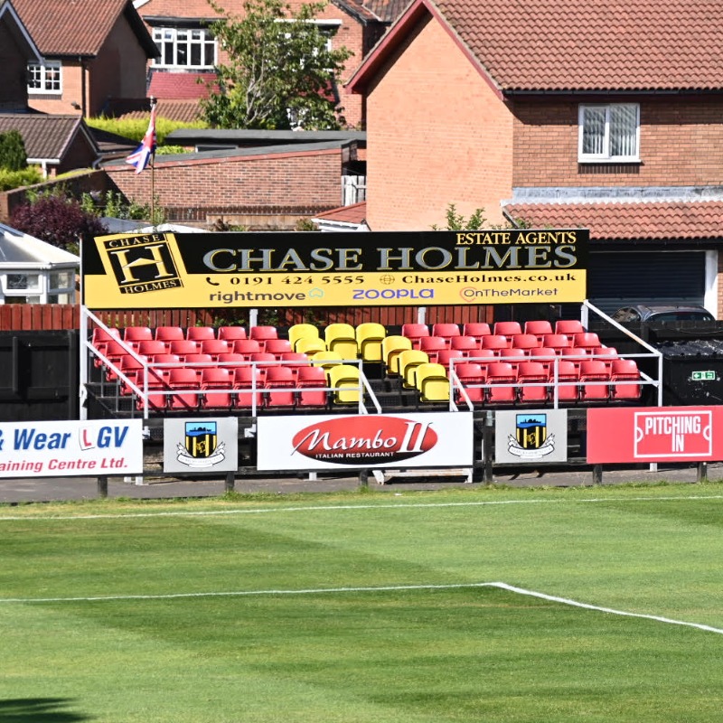 HebburnTown's tweet photo. 🏡 We're pleased to confirm @ChaseHolmesProp have extended their sponsorship until 2024!

This includes the renaming of our new seated sections to The Chase Holmes Stands 👇

#Hornets 🐝