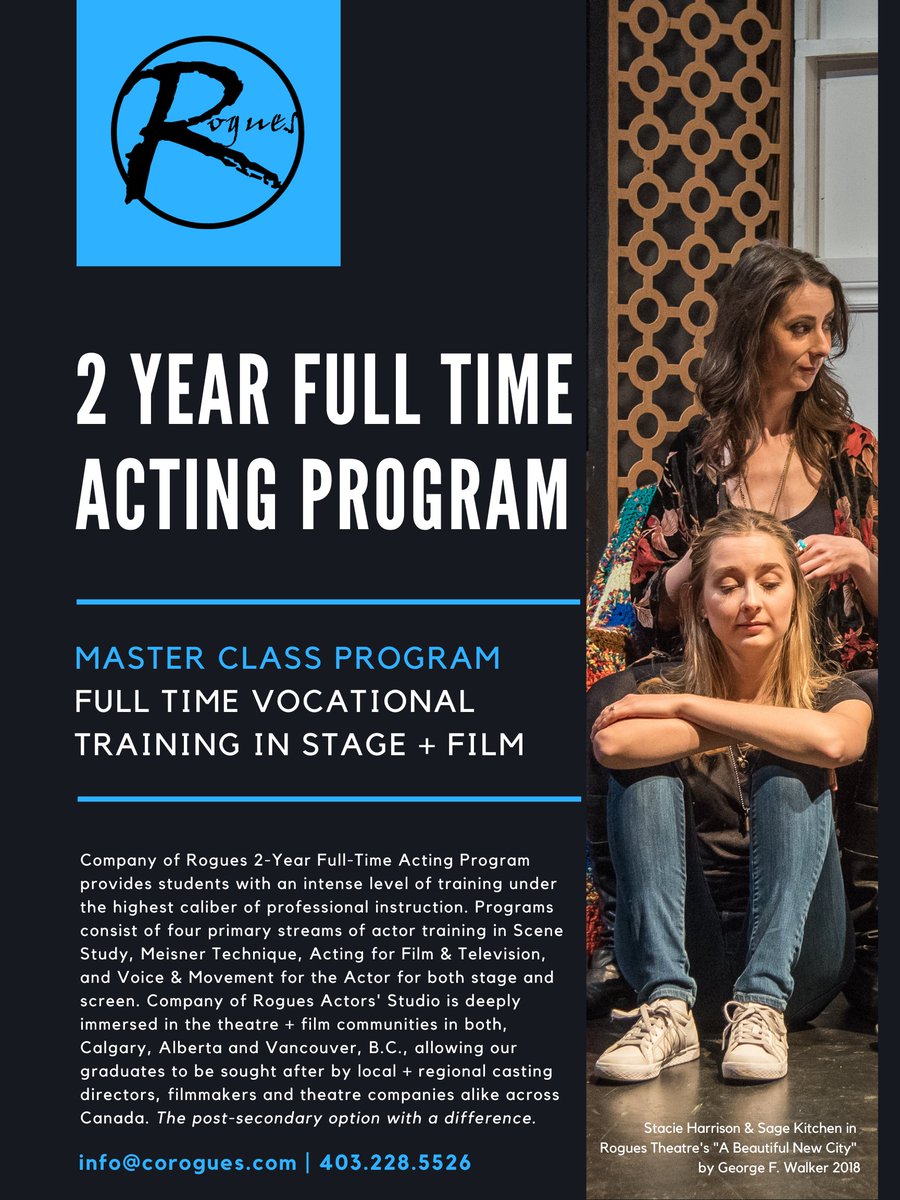 CoRogue's tweet photo. A couple spots left tomorrow (Thurs) for working auditions with Studio Director Joe for our 2022 Master Class intake. Try the post-secondary option with a difference. Application &amp; headshot/photo to: info@corogues.com

#yycactors #postsecondary #professionalactor #yycarts https://t.co/1YPUgOpEek