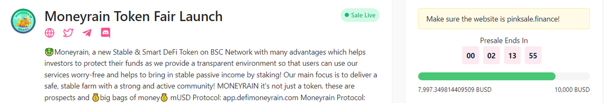 defi_waterfall's tweet photo. #PRESALE for #MONEYRAIN on @pinkecosystem 
📌Link: https://t.co/ddt4J40Ged

⏰2 more hours! You still have time to participate!
#BSC #DeFi #BinanceSmartChain #BSCGem 
@BSCNews @BSCTALKs @Cryptogems22 https://t.co/qyZB9Hx6P3