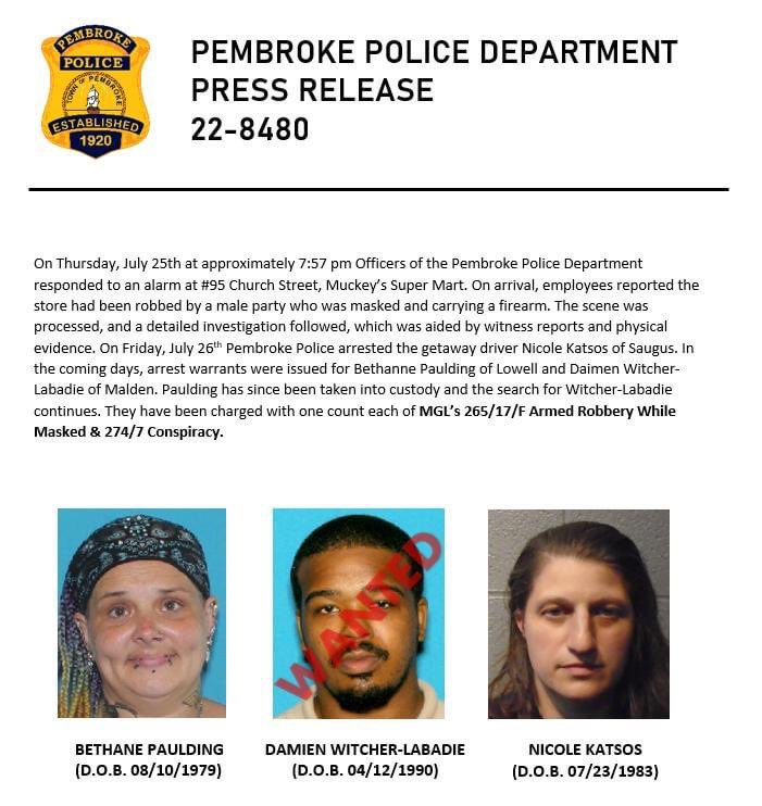 This information was not published sooner in order to protect our investigation. Thanks to our partners on the north shore for your assistance. If you're thinking of traveling to Pembroke to commit a crime, do yourself a favor and stay home.