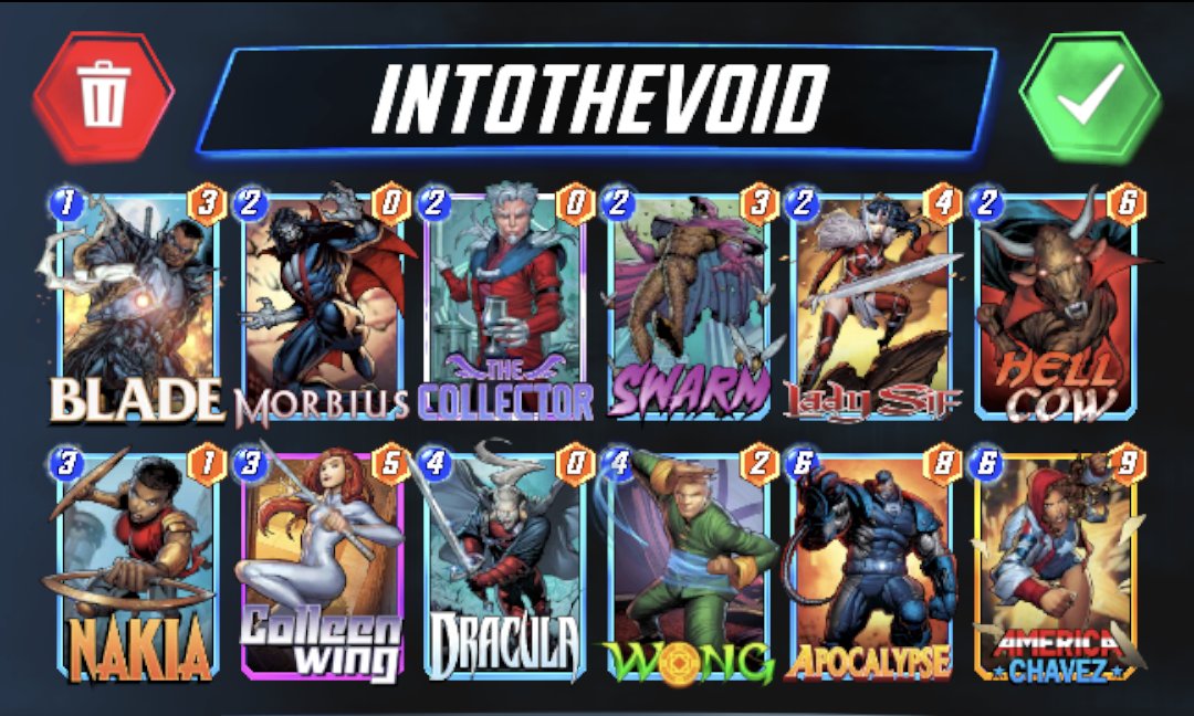 Digtin's tweet image. Wow is this deck powerful. I've climbed from lvl 30-50 in the last 2.5 hours.
#MARVELsnap #Dracula #Apocalypse #netdeck