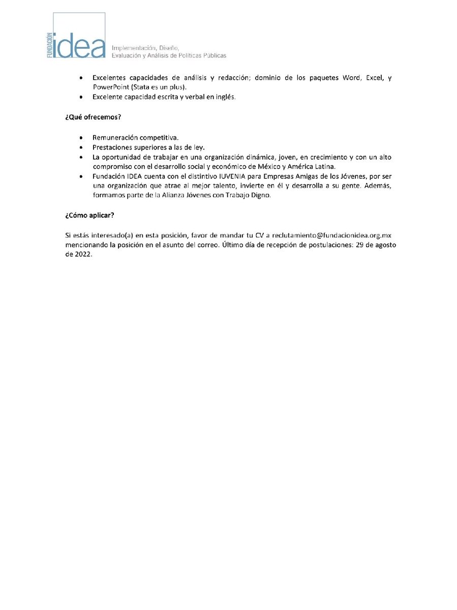 YVacantes's tweet photo. Vacantes Sociales en Fundación Idea y c230 Consultores 👇👁💼 https://t.co/v37nEPAUr2