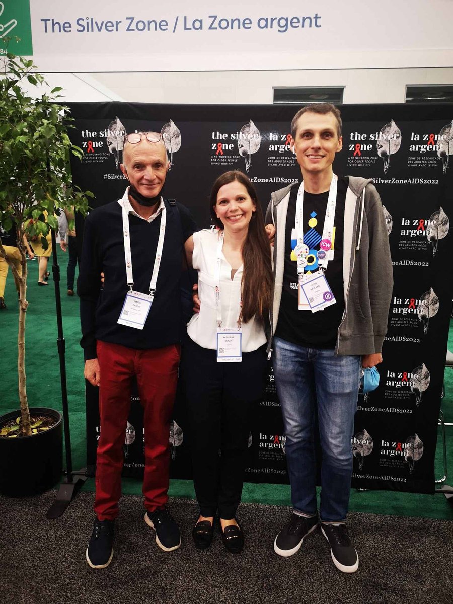 HIVandRehab's tweet photo. REALIZE At #AIDS2022 - Day 3 -
Realize’s Kate Murzin, with Mario Cascio and Anton Basenko in The Silver Zone.

#DNZ2022 #SILVERZONE https://t.co/Pmcx3royu9