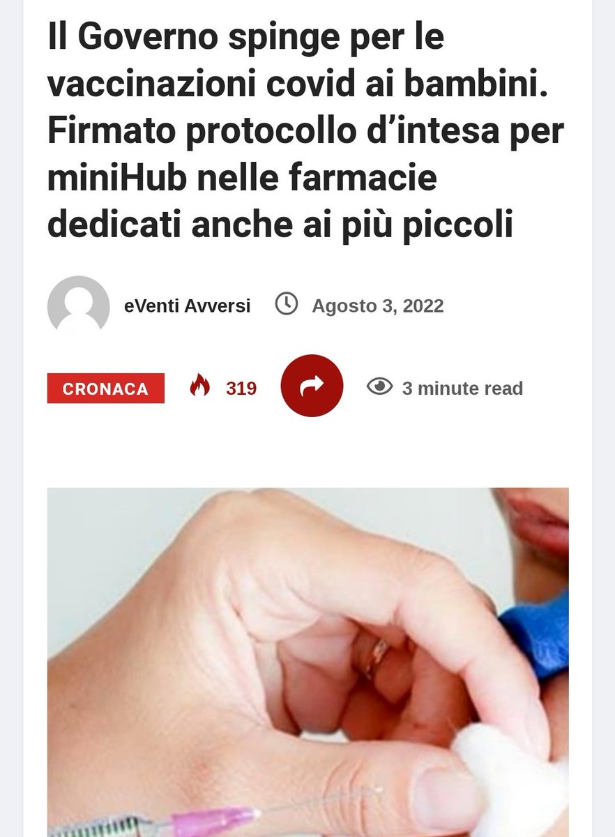 e_Avversi's tweet photo. Il Governo spinge per le vaccinazioni covid ai bambini. Firmato protocollo d’intesa per miniHub nelle farmacie dedicati anche ai più piccoli
https://t.co/4g9LAtLmHd
#COVID19 #vaccino #minihub #bambini #quartadose #EventiAvversi https://t.co/L47OpA8GTJ