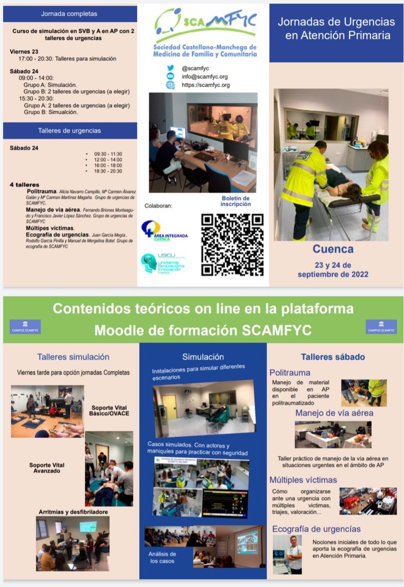 ¡El 23 y 24 de septiembre se celebran en Cuenca las I Jornadas de Urgencias 🩺en Atención Primaria de <a href="/SCAMFYC/">🆂🅲🅰🅼🅵🆈🅲</a>  para #MFyC y #ResisMFyC!

¡Últimas inscripciones en el siguiente enlace!
⤵️
scamfyc.org/i-jornadas-de-…

🤩