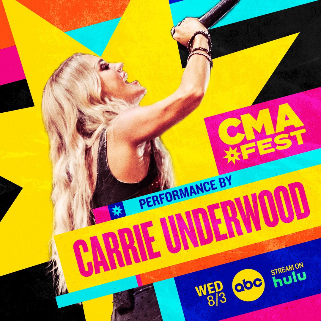 Watch for Carrie’s #CMAfest performance airing TONIGHT at 8/7c on @ABCNetwork and @hulu! -TeamCU