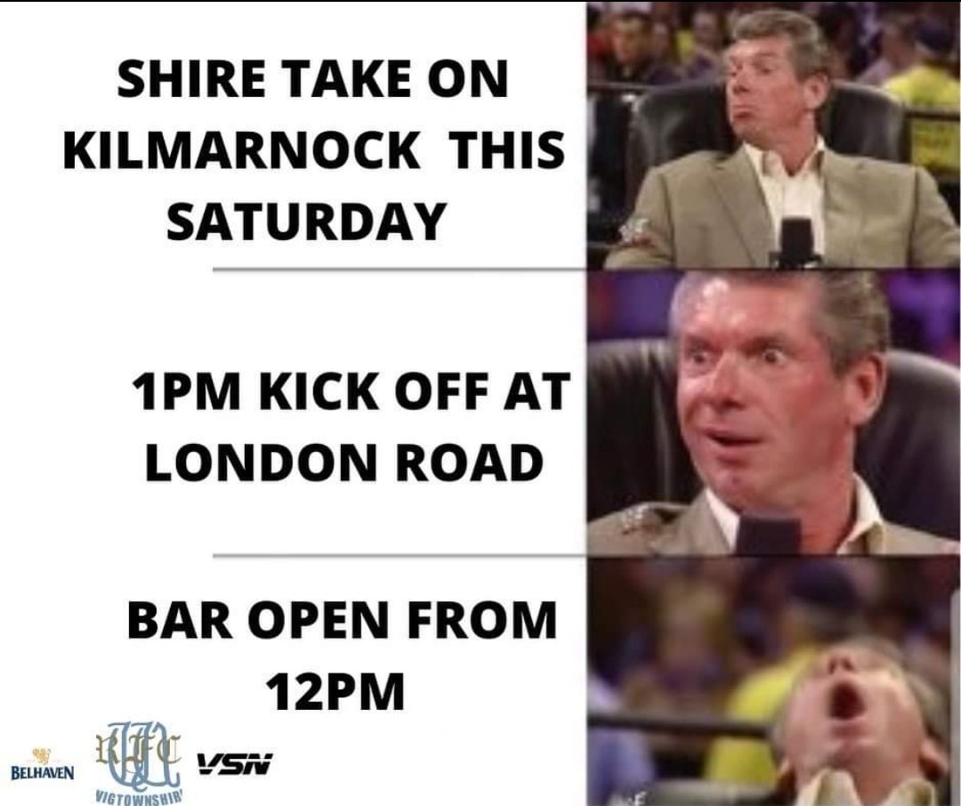 Shire Men take the pitch once again in the first of our pre season games.
Up first we have West 1 side Kilmarnock, who make the trip to London Road this weekend.
Kick off is an earlier than normal 1pm, with the clubhouse opening at 12pm for all the usual refreshments!🍻

🔵🔴
