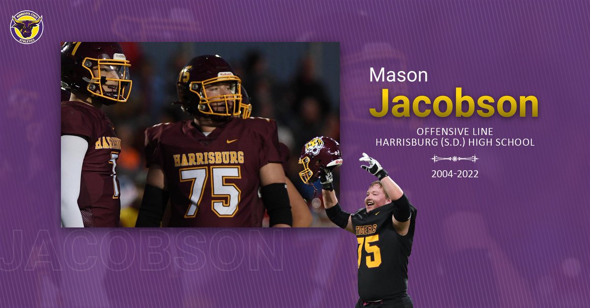 Minnesota State Football and all of #MavNation mourn the loss of incoming freshman offensive lineman Mason Jacobson (Harrisburg, S.D.). Our hearts are hurting for his family and friends. Godspeed Mason. #75 <a href="/MinnStFootball/">Minnesota State Football</a> 
📷:<a href="/JonKlemme/">Jon Klemme</a>