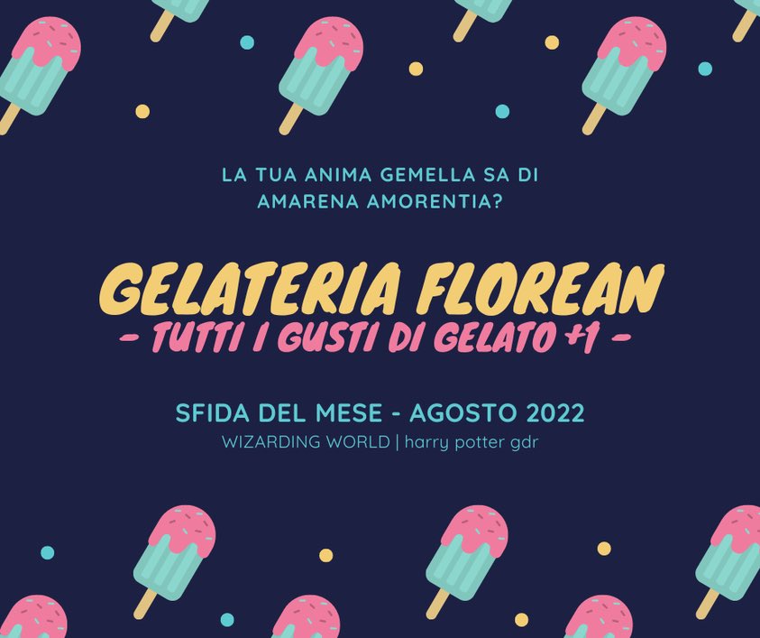 wizardingwgdr's tweet photo. 🍧𝐒𝐅𝐈𝐃𝐀 𝐃𝐄𝐋 𝐌𝐄𝐒𝐄 - 𝐀𝐆𝐎𝐒𝐓𝐎 𝟐𝟎𝟐𝟐🍧
https://t.co/zBFcRBU1g2

Ci sono cose che si devono sapere prima di conoscere qualcuno,l..
andate Florian e prendete  un po' di Amarena Amorentia per scoprire il gusto preferito della vostra anima gemella. E poi... scappate! https://t.co/yNZCuNF31j