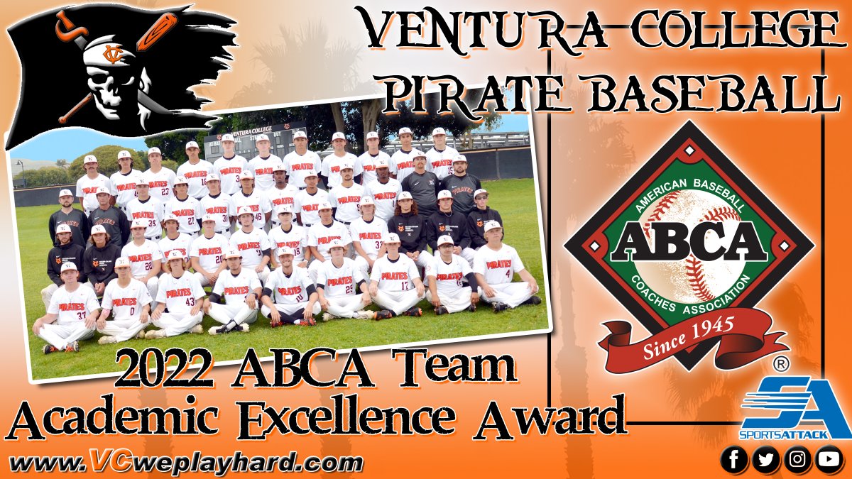 VCPirateAthletics (@vcathletics) on Twitter photo The <a href="/ABCA1945/">ABCA</a>  is proud to recognize college and high school programs from across the country that have been awarded the 2021-22 ABCA Team Academic Excellence Award, presented by Sports Attack. VC baseball's 3.30 GPA earned recognition from the ABCA.
vcweplayhard.com/sports/bsb/202… The <a href="/ABCA1945/">ABCA</a>  is proud to recognize college and high school programs from across the country that have been awarded the 2021-22 ABCA Team Academic Excellence Award, presented by Sports Attack. VC baseball's 3.30 GPA earned recognition from the ABCA.
vcweplayhard.com/sports/bsb/202…