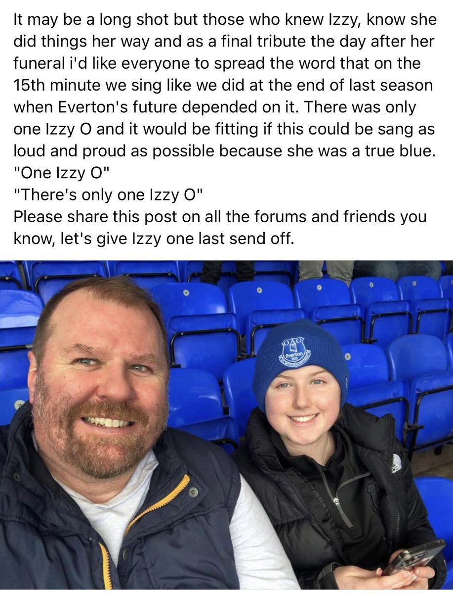 Fellow #Blues, please share this ahead of Saturday. #RIP Izzy
<a href="/ToffeeTVEFC/">𝐓𝐎𝐅𝐅𝐄𝐄 𝐓𝐕</a> <a href="/PED7/">𝗣𝗘𝗗</a> <a href="/THT1878/">Baz</a> @siobhan686 <a href="/nataliebargery/">Natalie Bargery</a> <a href="/Everton/">Everton</a> <a href="/ElBobble/">The Bobble</a> <a href="/bushontheradio/">Andy Bush</a> <a href="/BlueVirtuous/">Jazz Bal</a>